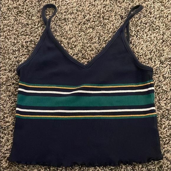 PacSun Tops - PacSun Navy and Green Striped Crop Top